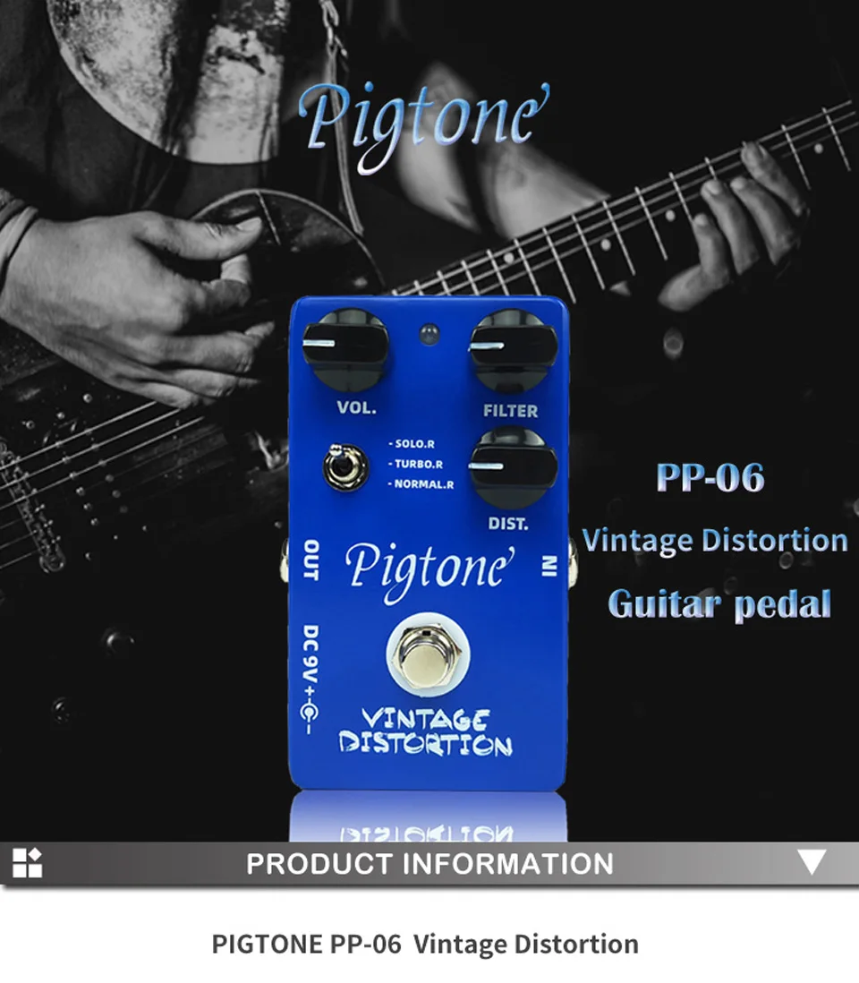 Pigtone PP-06, винтажная педаль для гитары с искажением, акустическая электрогитара, аксессуары, педали для эффектов, настоящие, bypas
