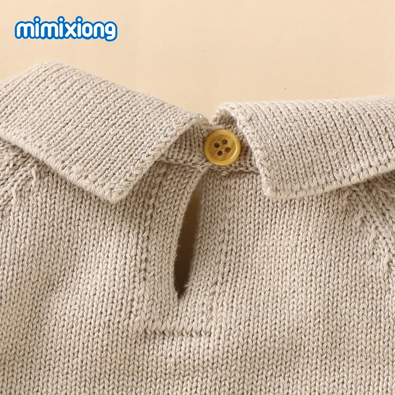 Baby Rompers Clothes Spring Autumn Turn-Down Neck Long Sleeve Newborn Infant Boys Sweaters Jumpsuits One Piece Toddler Kids Wear