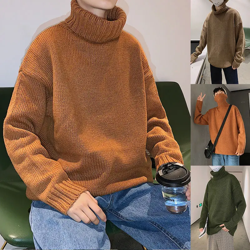 

Winter Thick Turtleneck Sweater Men's Warm Fashion Casual Knit Pullover Men Wild Korean Knitting Sweaters Mens Clothes M-2XL