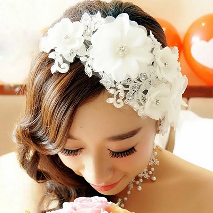Женская Кружевная повязка на голову свадебные аксессуары для волос диадемы