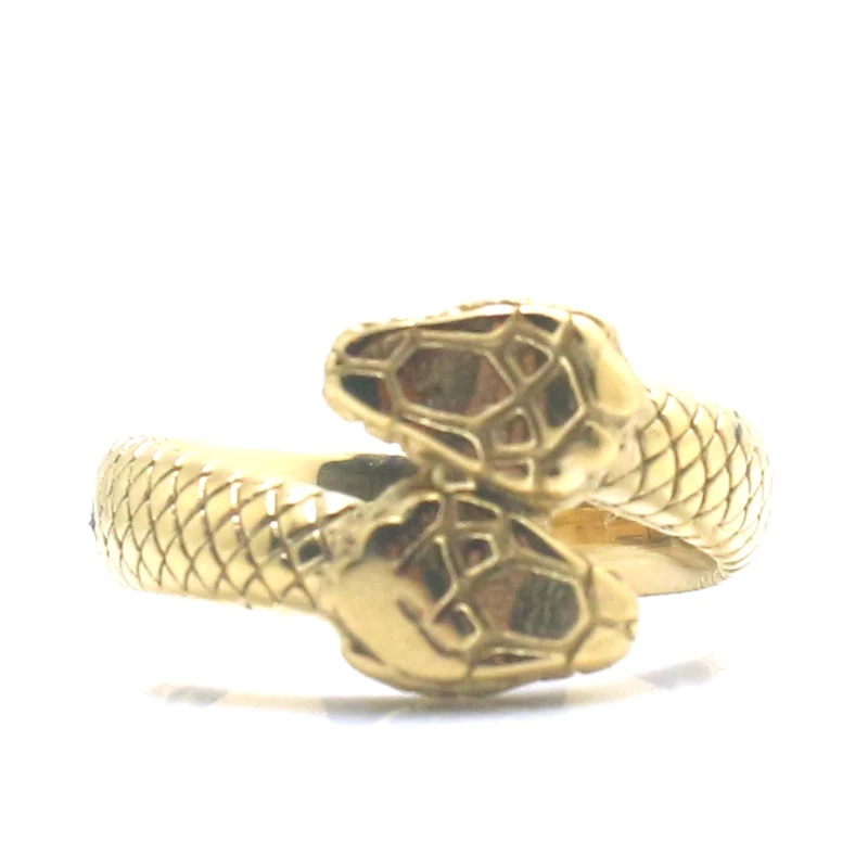 Кольцо унисекс со змеиным плетением золотистого цвета из нержавеющей стали 316L |