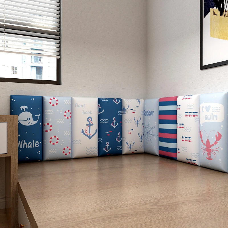 

Baby's headboard back cartoon soft bag Kids anti-collision wall cushion wall self adhesive tatami wall sticker headboard bed