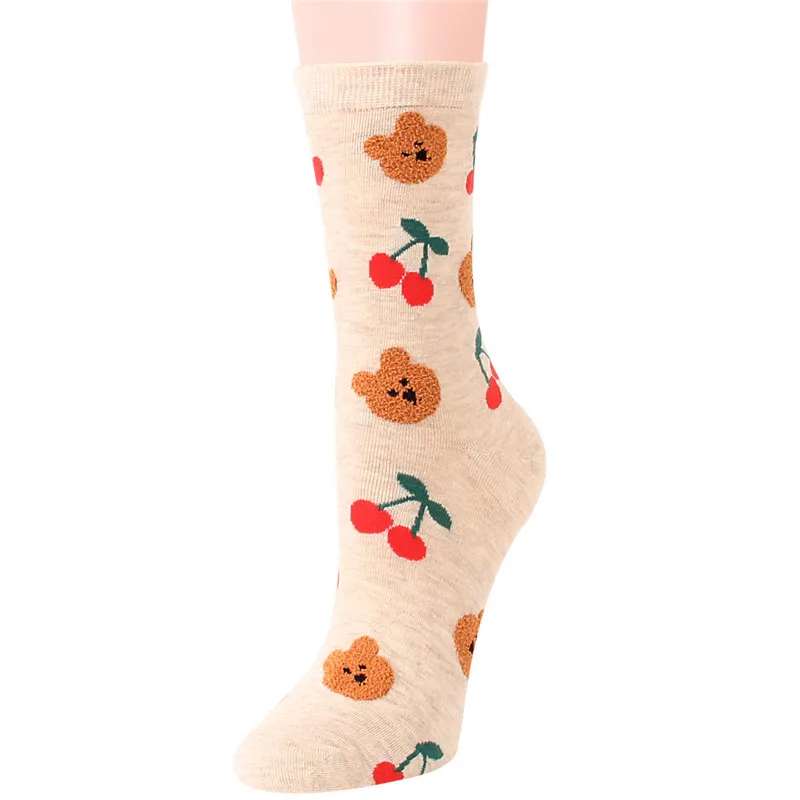 Новое поступление женские милые носки с принтом 5 пар/упак. вишни бананы персики