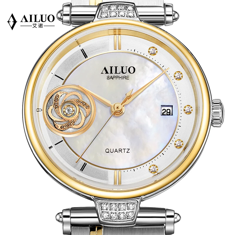 Франция роскошный бренд AILUO женские часы с бриллиантами наручные Япония MIYOTA Кварцевые сапфировые