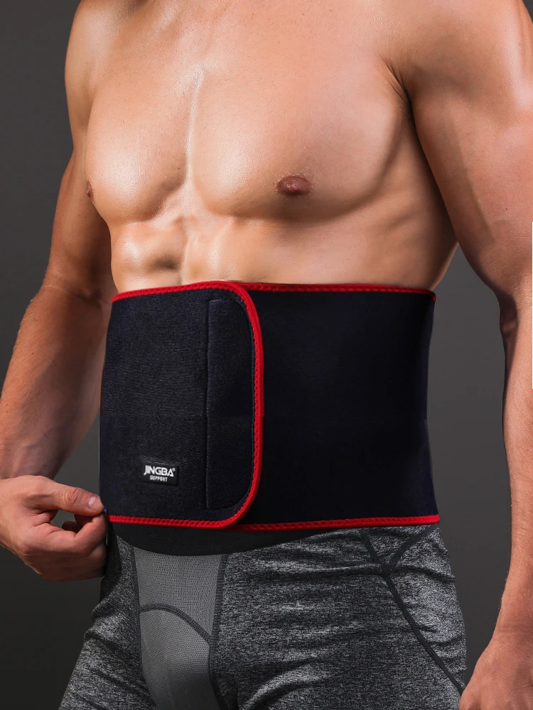 Navy blue JINGBA SUPPORT Waist trimmer Slim fit Abdominal Waist sweat belt musculation abdominale Back Waist Support sport belt protective - Цвет: Navy blue