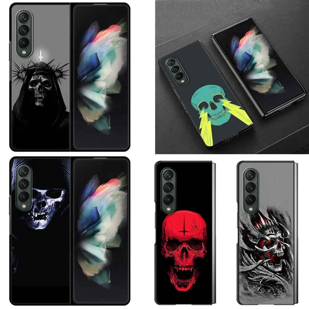 

Shell For Samsung Galaxy Z Fold3 5G Hard Plastic Slim Cover Ultra-thin anti-drop For Galaxy Z Fold 3 Case Satanic Skull dark