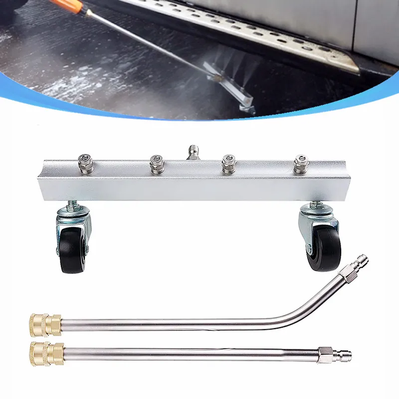 

Car Wash Pressure Washer Undercarriage Cleaner Under Car Cleaner ,with 45 Degree Angled Wand 4 Spray Nozzle 1/4'' Male Plug