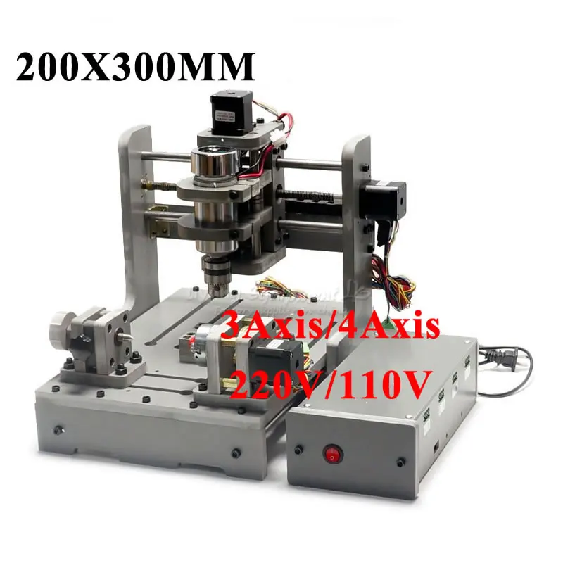 

Diy mini cnc 3020 engraving milling machine wood router aluminum acrylic cutter 200x300mm mach3 control 3axis 4axis usb port kit
