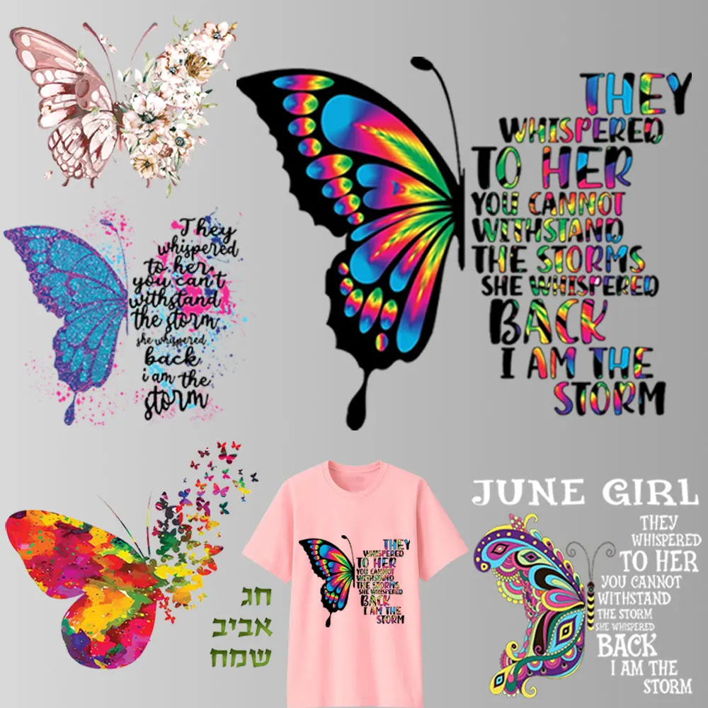 Красивая гладильная нашивка с бабочками для одежды футболки виниловые