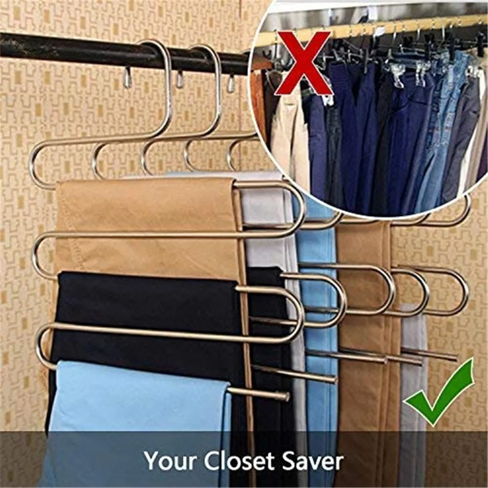 

5 Layers S Shape MultiFunctional Clothes Hangers Pants Storage Hangers Cloth Rack Multilayer Storage Cloth Hanger Pants Hanger