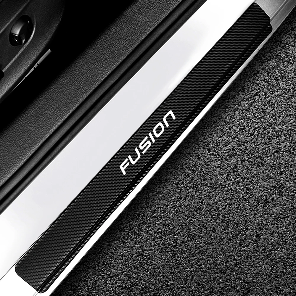 

4pcs Carbon Fiber Car Door Sill Edge Guard Stickers Decal for Ford Fiesta ST Mustang Kuga Fusion Edge Ecosport TAURUS Ghia