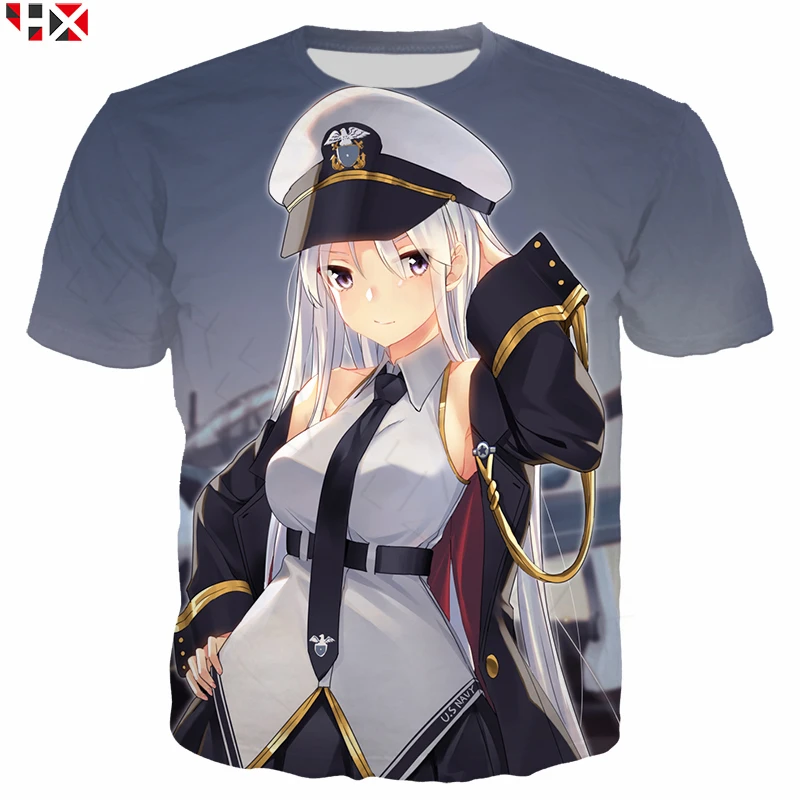 Аниме игра Azur Лейн Мужская футболка 3D принт милая девушка мода одежда мужская