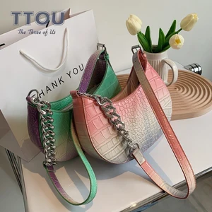 vintage crocodile pattern pu leather design crossbody bags fashion shoulder bags for women 2021 luxury travel handbags free global shipping