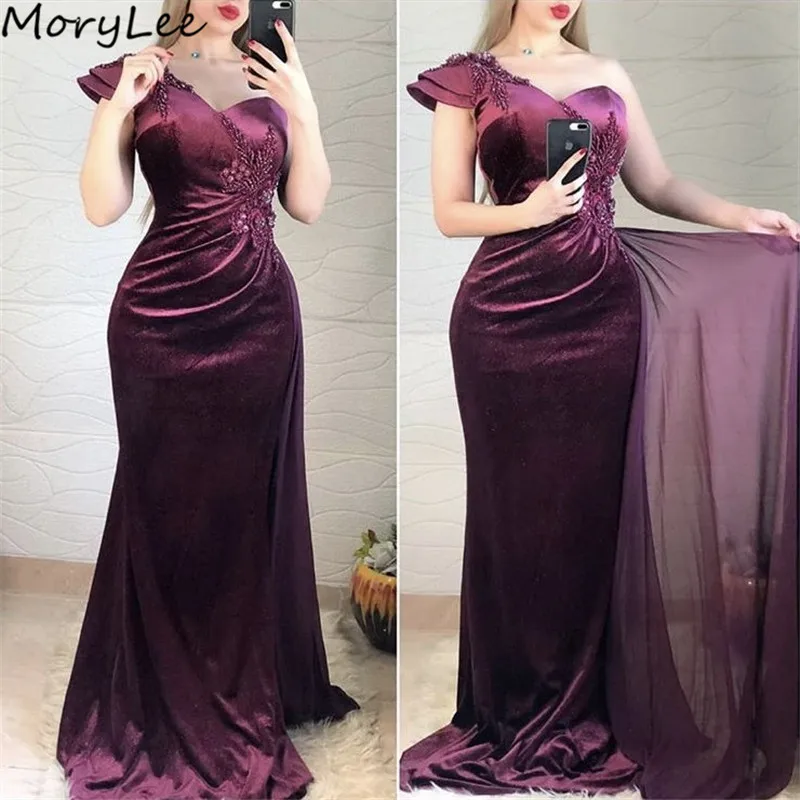 

Бордовое выпускное платье с рукавом-крылышком, атласное платье из спандекса на молнии сзади с юбкой-годе, кружевное платье для выпускного вечера