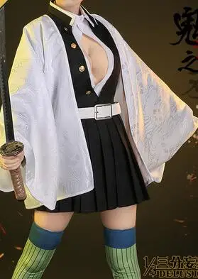 Kanroji Mitsuri Аниме «Demon Slayer Kimetsu no Yaiba Tokitou Muichirou Kochou Shinobu Kanroji Mitsuri Tsuyuri Kanawo»; костюм для косплея; боевой костюм - Цвет: Kanroji Mitsuri