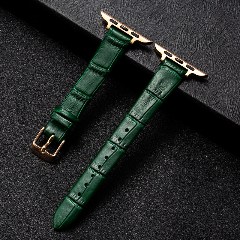 38mm 40mm 42mm 44mm Small Waist Women's First Layer Leather ins Fengsen Series Strap Suitable For Apple Watch