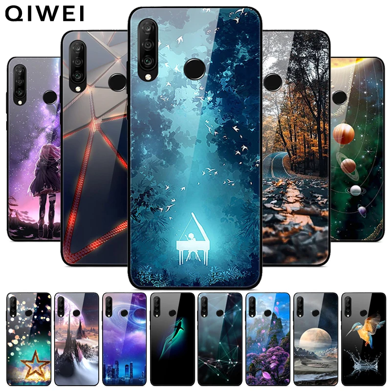 Чехол для Huawei P30 Lite твердая задняя крышка из закаленного стекла Nova 4E Nova4e чехлы