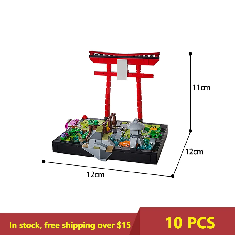 

Знаменитая японская модель строительного блока MOC С живописными пятнами в саду, Креативные украшения, объемные головоломки, детские игрушк...