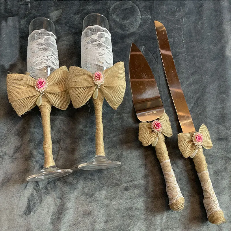 Свадебные принадлежности из 4 предметов нож для торта набор сервировки пирогов и