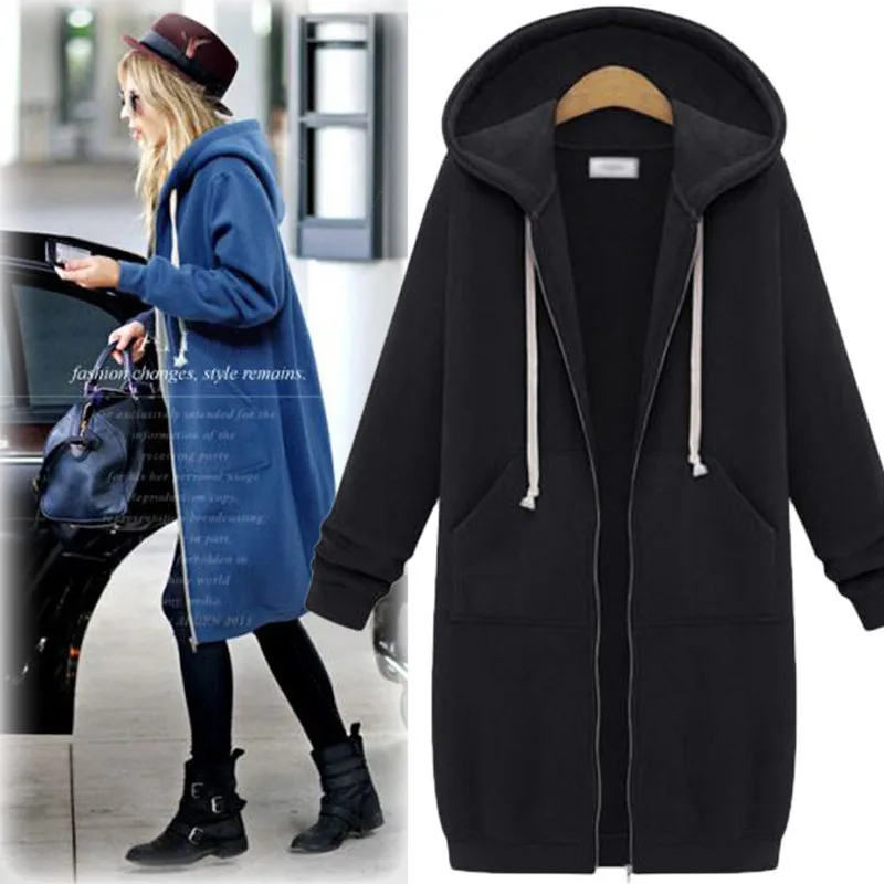 

Ozhouzhan Hooded Long Sleeve Mid-length Hoodie And Versatile Long Coat Spring And Autumn WOMEN'S Dress