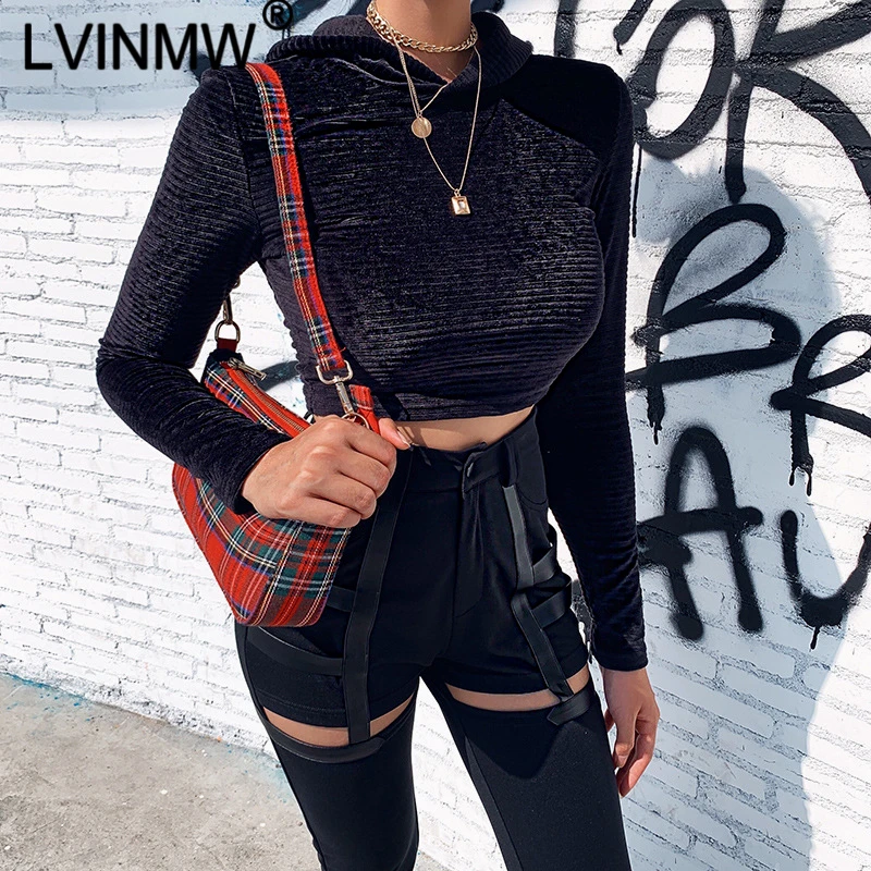 LVINMW повседневная черная в полоску с длинным рукавом облегающая укороченная