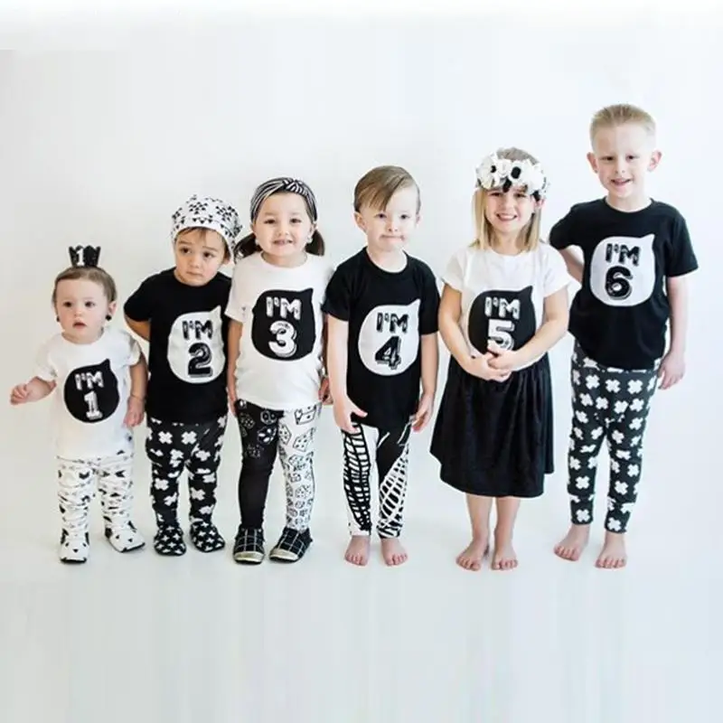 

2022 Sibling Outfit Boys and Girls Baby Short-Sleeved Digital Tops T-Shirt Family Party Suits Matching Shirts Family Tee Tops