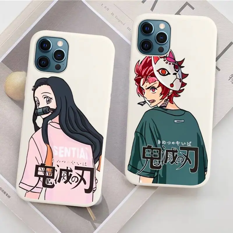 

Demon Slayer Phone Case Soft Solid Color for iPhone 11 12 13 mini pro XS MAX 8 7 6 6S Plus X XR