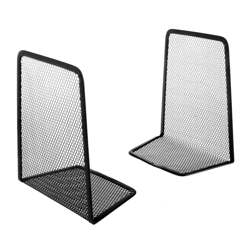 

1 Pair Metal Mesh Desk Organizer Desktop Office Home Bookends Book Holder Black M5TB