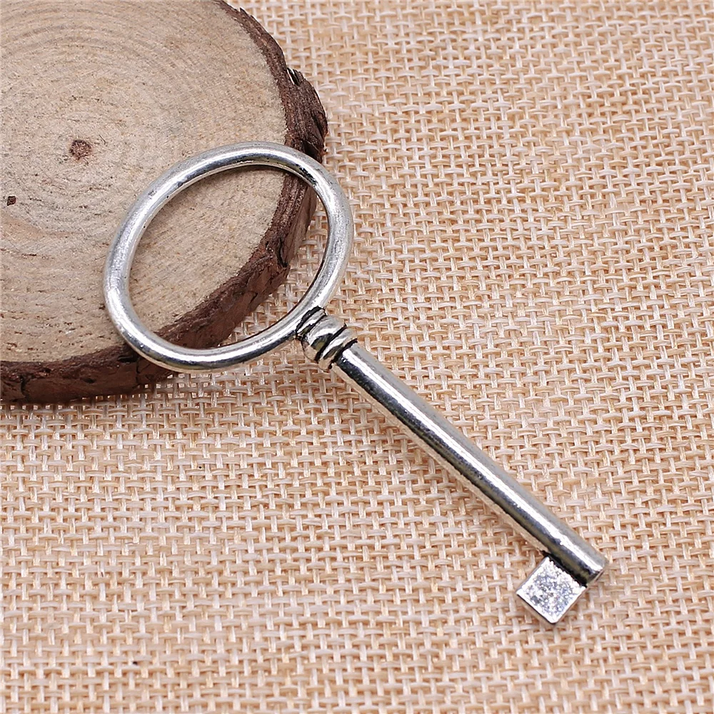 

Charms for Jewelry Making Findings Handmade DIY Craft 4pcs Antique Silver Color 63x30mm Key Charms Pendant
