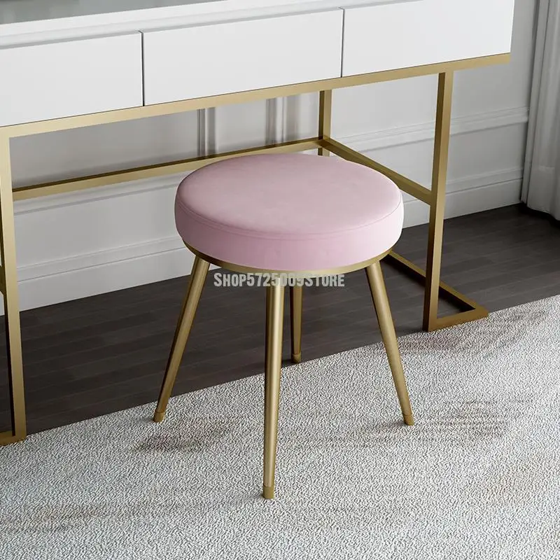 Nordic dressing table stool simple low square net red ins makeup chair modern bedroom small round | Мебель