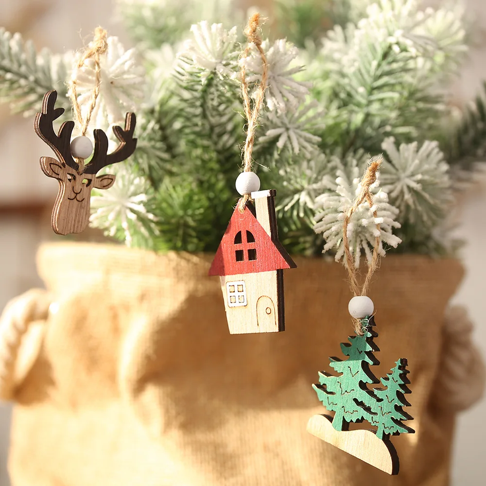Новые рождественские украшения деревянные 3 шт./компл. креативный кулон лося