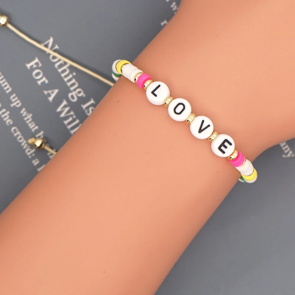 Браслет Go2Boho с надписью Love для женщин модные ювелирные изделия браслет Heishi