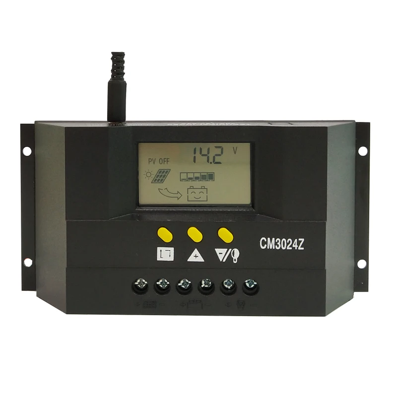 30A 12V/24V Auto Solar Panel Battery Charge Controller LCD Display Backlight Solar Collector Regulator CM3024Z