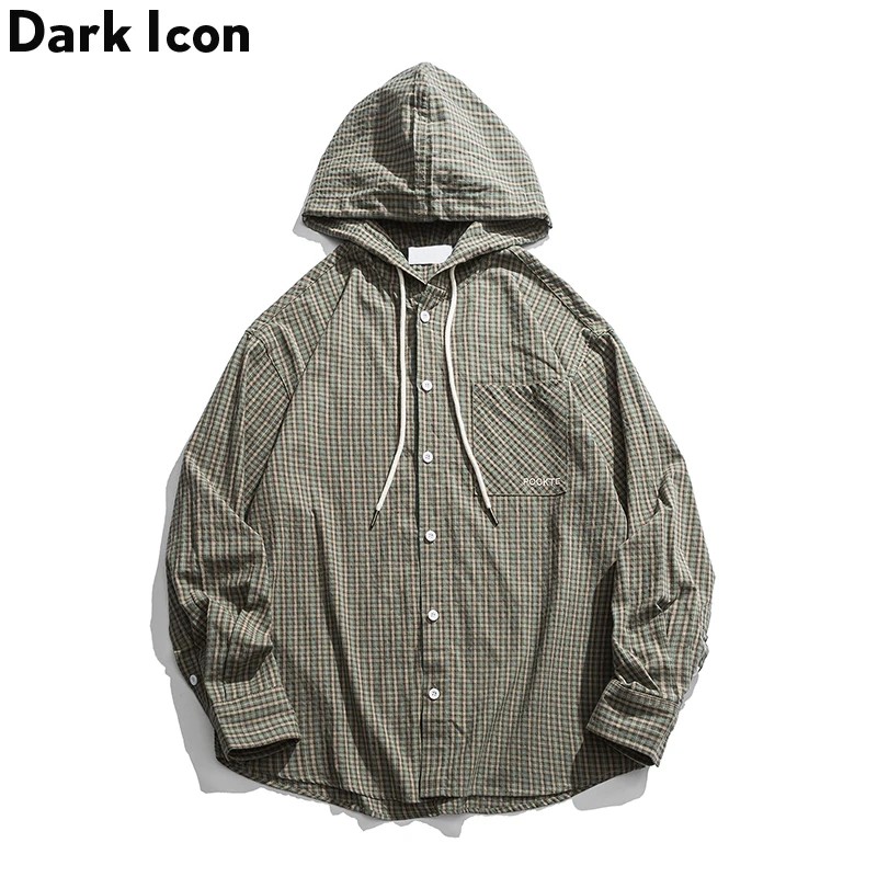 Темные значки маленькие клетчатые свободные стильные мужские рубашки с