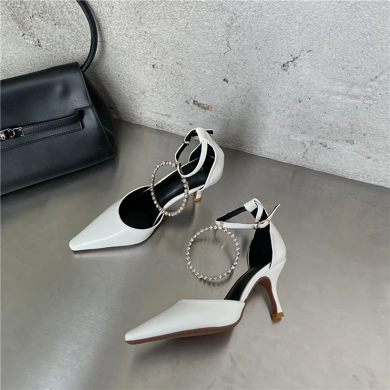 

2021 spring new fashion pointed toe stiletto sandals with a word buckle high-heeled Baotou women's shoes single shoes