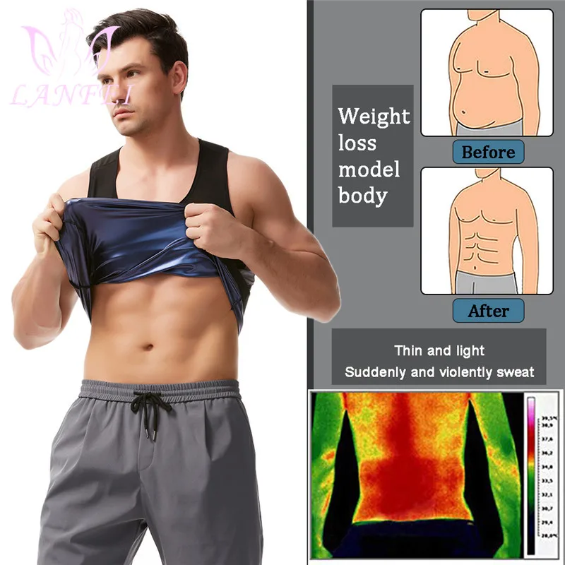 LANFEI Hot Sauna Sweat Vest Men Suits Shapewear Homme Corset Shirt Body Shapers Thermo Fat Slimming Compression Workout Tops