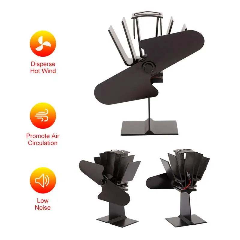

2 Blades Heat Powered Wood Stove Fan Eco-Friendly Silent Fireplace Fan for Wood/Log Burner/Burning Stoves