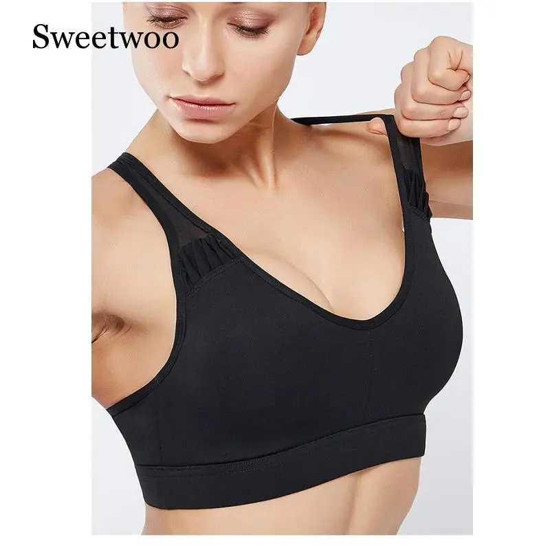 2019 Woman Sports Bra Yoga Exercise Clothing Female Breathable Quick-dry Shock-proof Vest-type Sports Underwear Gym Running Tops