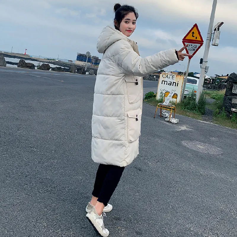 Плотные длинные женские парки зимнее пальто куртка Femme плюс размер пуховики женские теплые хлопковые стеганые пальто Femme - Цвет: Белый