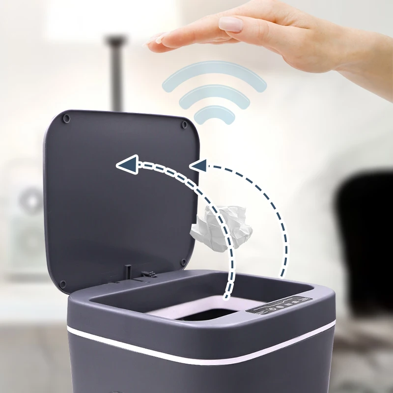 intelligent trash can automatic sensor dustbin sensor electric waste bin home rubbish can for bedroom kitchen bathroom garbage free global shipping