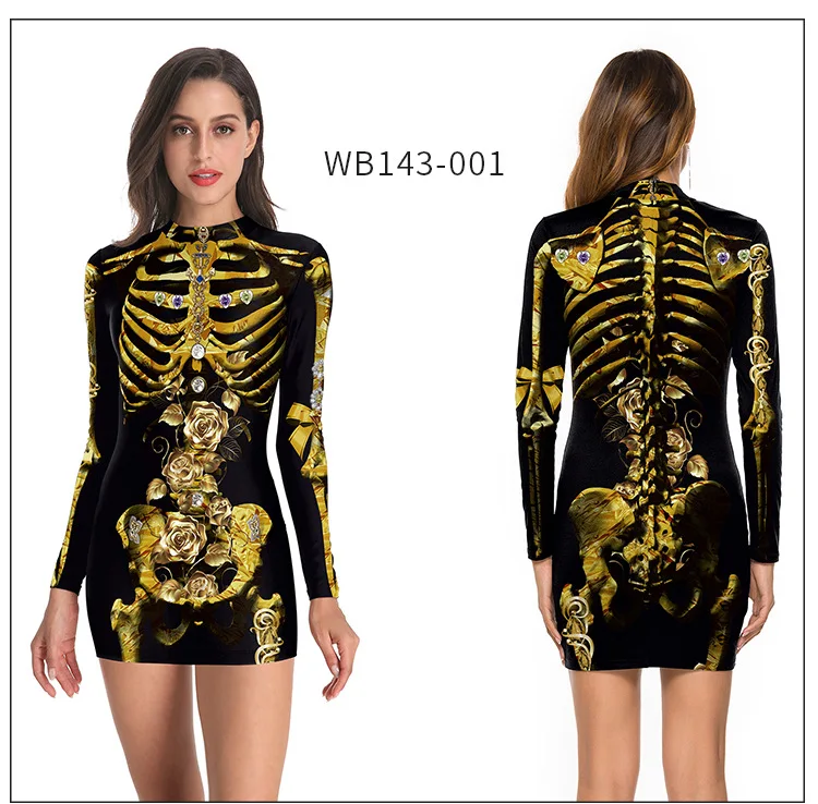 

Women's Halloween bottoming shirt long sleeve Crew Neck Long tight shirt