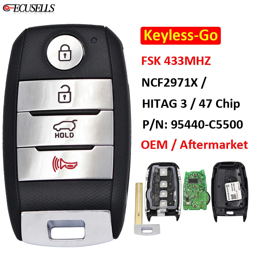 4 Button OEM Keyless-Go Remote Key (SUV) FSK 433Mhz NCF2971X / HITAG 3 47 Chip for Kia Sorento 2015-2019 P/N: 95440-C5000 | Автомобили и