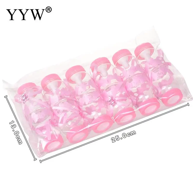

12/24pcs Blue And Pink Small Baby Bottle Shape With Bear Gift Box Wedding Plastic Gift Box Birthday Party Favors Supplies
