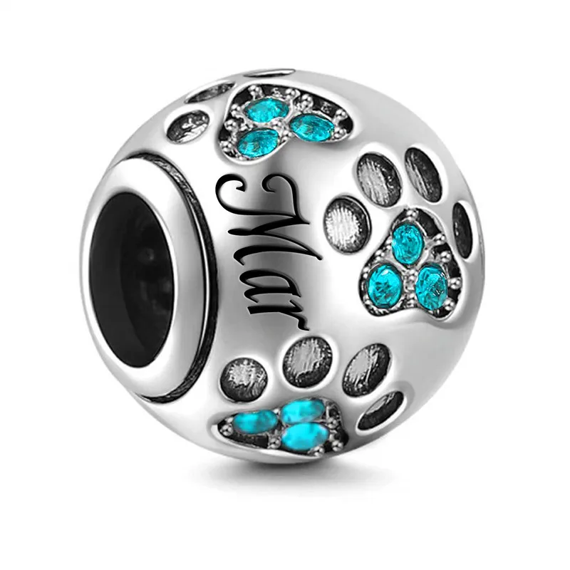 Лидер продаж серебряный шарм 12 цветов по месяцу рождения подходящий для