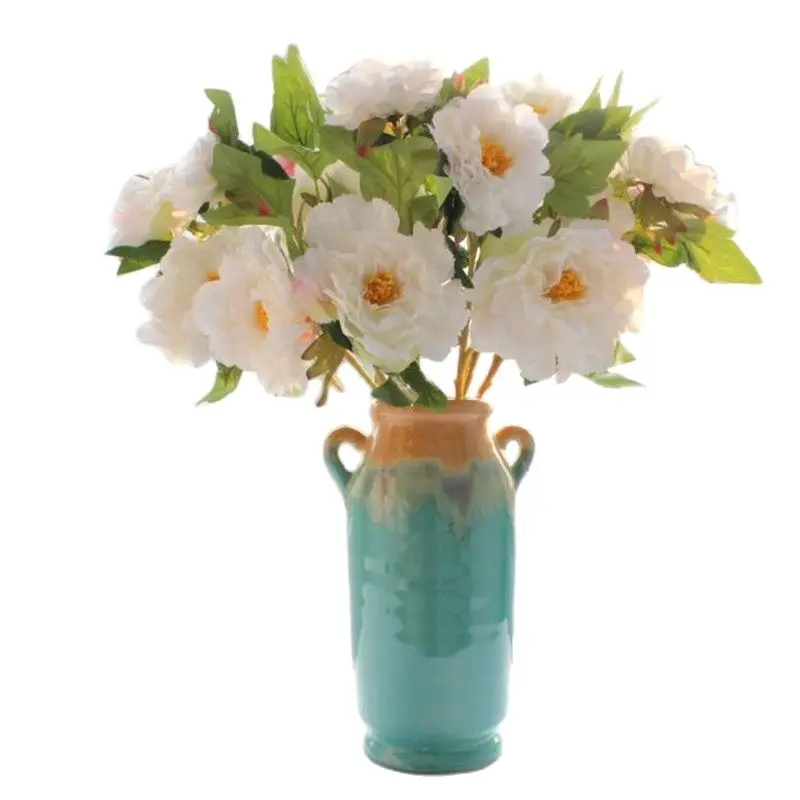 

6Pcs Fake Peony (2 Heads/Piece) 23" Length Simulation Paeonia lactiflora Pall for Wedding Home Decorative Artificial Flowers