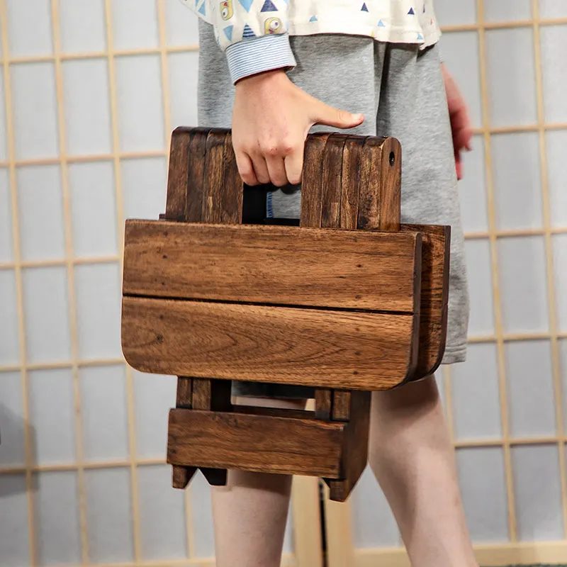 Складной стул из массива дерева простой домашний для взрослых поезд тика