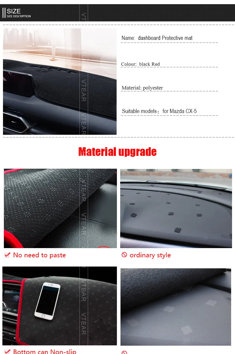 Vtear для Mazda CX-5 CX5 аксессуары приборной панели автомобиля Избегайте светильник pad Инструмент платформа протектор коврики покрытие ковры отделка