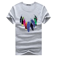 fashion feather print short sleeve o neck men t shirt s 5xl plus size women tracksuit t shirt unisex casual outdoor sports tops