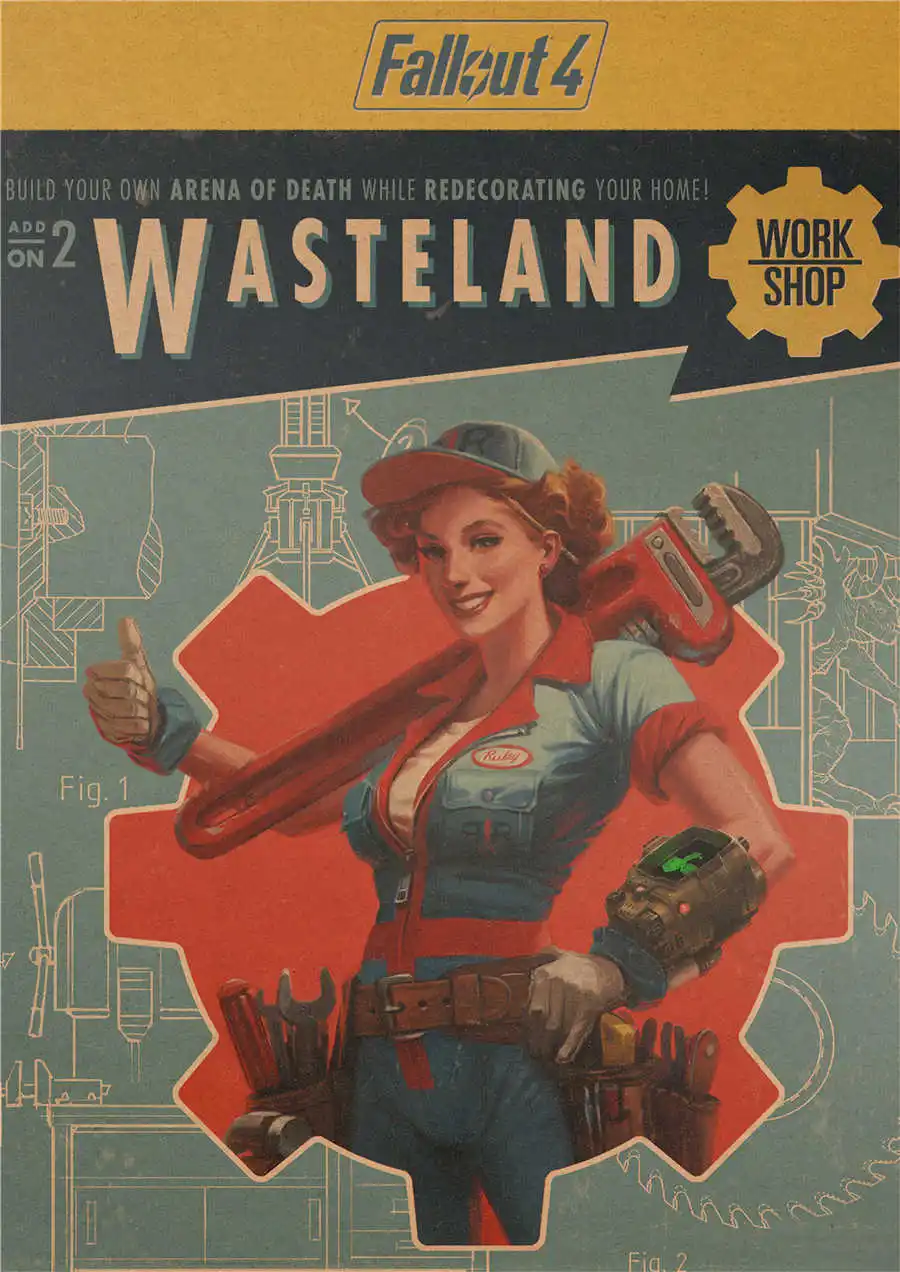 movie1 Fallout 3 4 игровой плакат Классический рисунок настенное Искусство Наклейка бумага для поделок в стиле ретро Античная живопись кафе, бар, паб домашний декор 42x30 см - Цвет: movie1