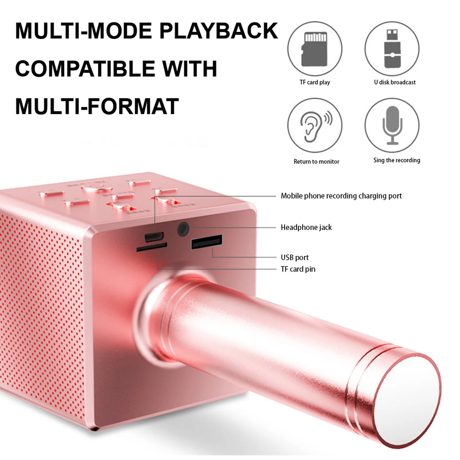 Беспроводной Bluetooth-микрофон для караоке ручной микрофон детей рождественский